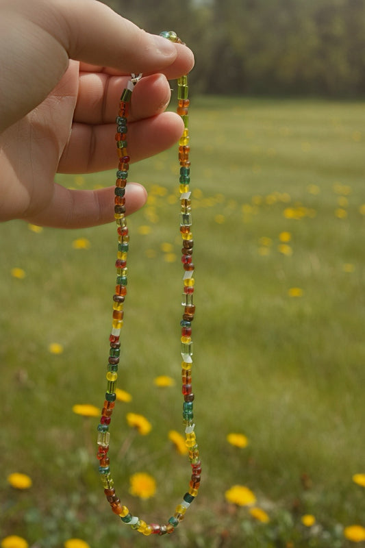 Earthy Tones Glass Bead Necklace – Handmade