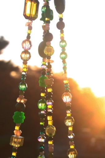 Handmade Beaded Plant Hanger – Boho Green