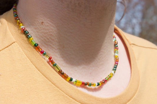 Earthy Tones Glass Bead Necklace – Handmade
